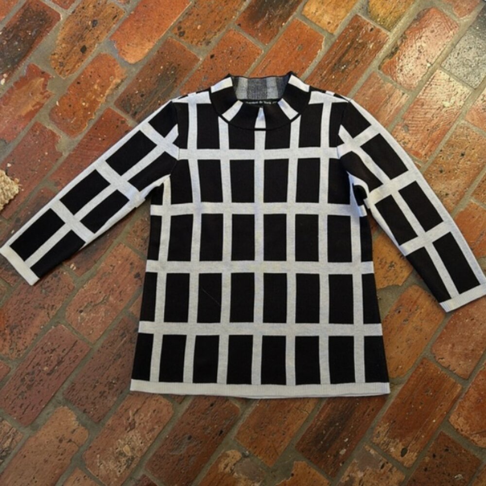 Preston & York windowpane mock neck sweater szS